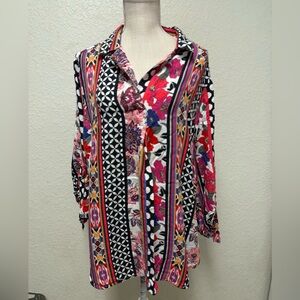 RUBY RD. Geometric Print Women's Top Size 2X